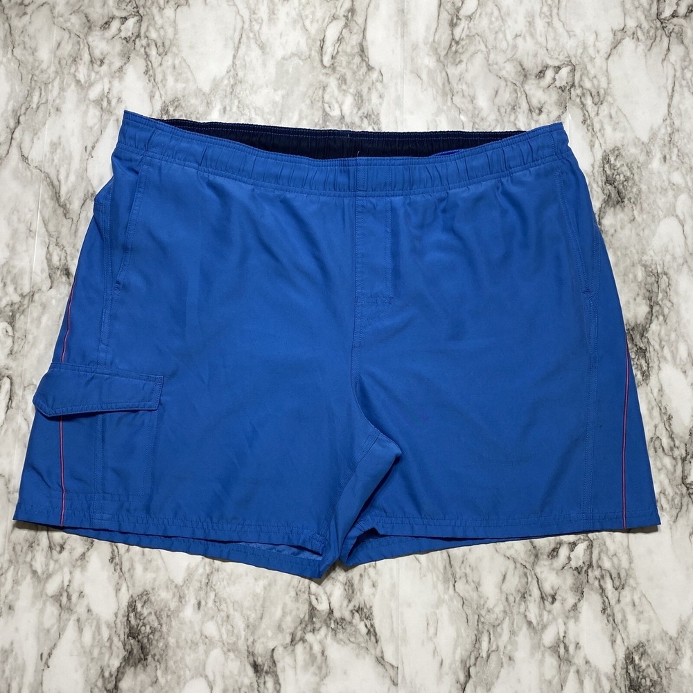 Nike Swim Trunks Mens Size XL Cargo Pocket Bathing Suit Blue Mesh Lined